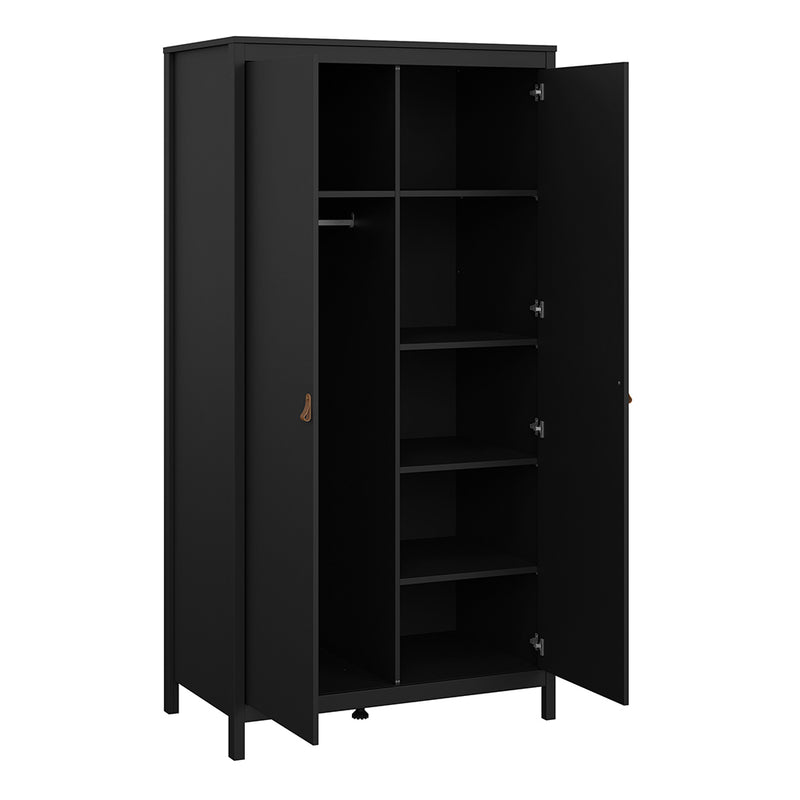 Barcelona Package - Bedside Table 2 Drawers + Chest 5 Drawers + 2 Door Wardrobe in Jackson – Matt Black – image 11