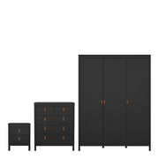 Barcelona Package - Bedside Table 2 Drawers + Chest 5 Drawers + 3 Door Wardrobe in Jackson – Matt Black – image 1
