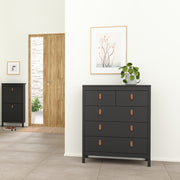 Barcelona Package - Bedside Table 2 Drawers + Chest 5 Drawers + 3 Door Wardrobe in Jackson – Matt Black – image 8