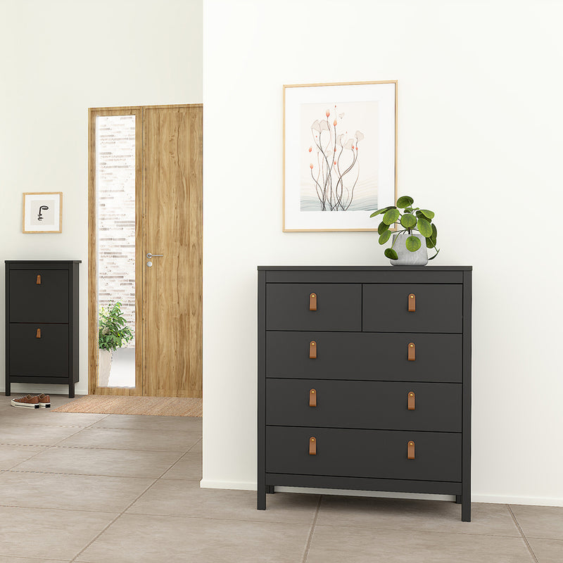 Barcelona Package - Bedside Table 2 Drawers + Chest 5 Drawers + 3 Door Wardrobe in Jackson – Matt Black – image 8