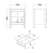 Barcelona Package - Bedside Table 2 Drawers + Chest 5 Drawers + 2 Door Wardrobe in Jackson – Hickory Oak – image 5