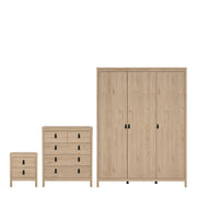 Barcelona Package - Bedside Table 2 Drawers + Chest 5 Drawers + 3 Door Wardrobe in Jackson – Hickory Oak – image 1