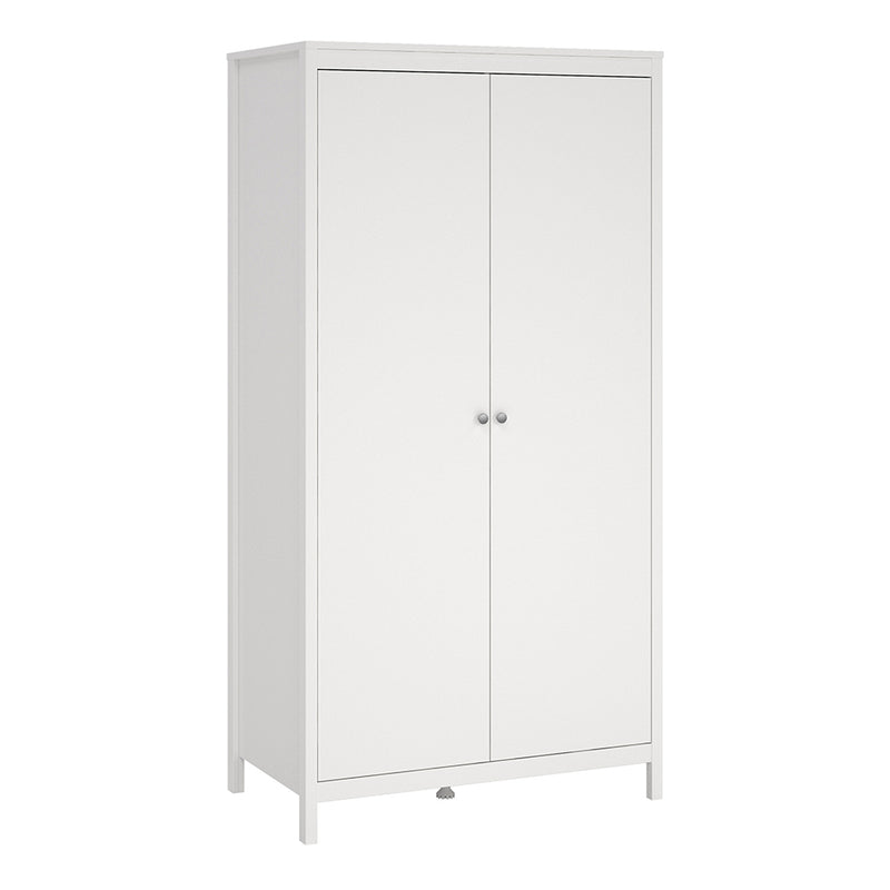 Madrid Package - Bedside Table 2 Drawers + Chest 5 Drawers + Wardrobe with 2 Doors in White – image 10