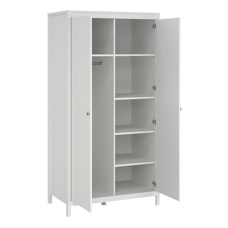 Madrid Package - Bedside Table 2 Drawers + Chest 5 Drawers + Wardrobe with 2 Doors in White – image 11