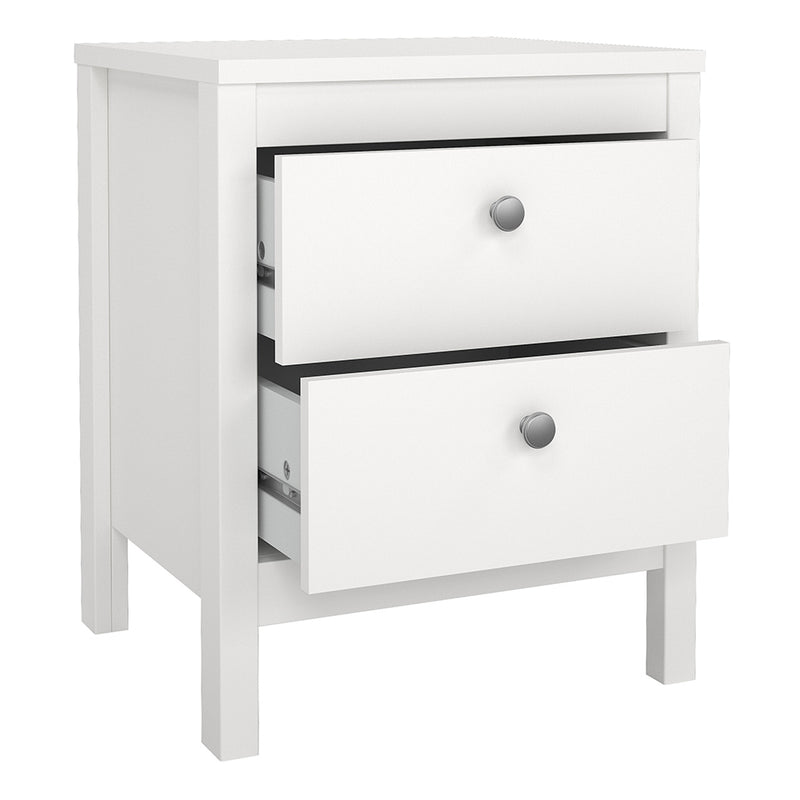 Madrid Package - Bedside Table 2 Drawers + Chest 5 Drawers + Wardrobe with 2 Doors in White – image 3