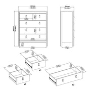 Madrid Package - Bedside Table 2 Drawers + Chest 5 Drawers + Wardrobe with 2 Doors in White – image 9