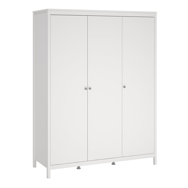 Madrid Package - Bedside Table 2 Drawers + Chest 5 Drawers + Wardrobe with 3 Doors in White – image 10