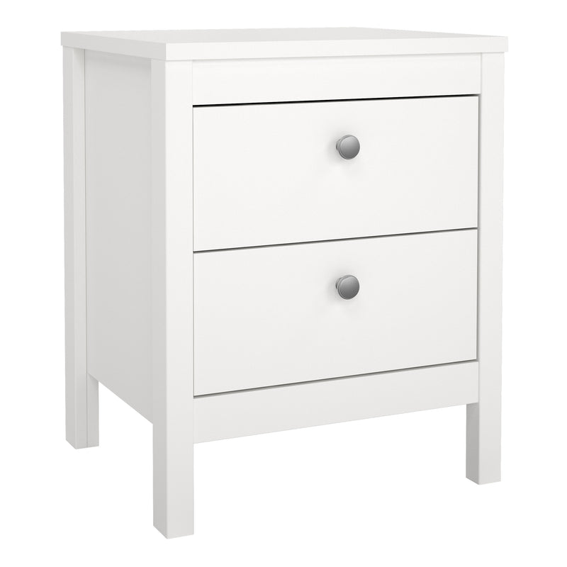 Madrid Package - Bedside Table 2 Drawers + Chest 5 Drawers + Wardrobe with 3 Doors in White – image 2