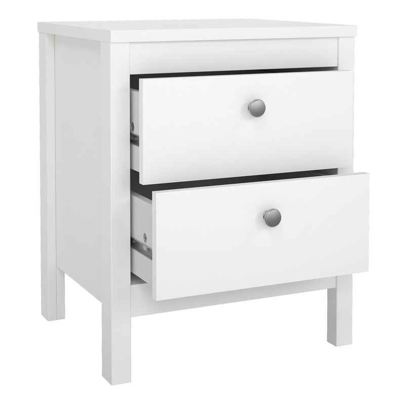 Madrid Package - Bedside Table 2 Drawers + Chest 5 Drawers + Wardrobe with 3 Doors in White – image 3