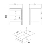 Madrid Package - Bedside Table 2 Drawers + Chest 5 Drawers + Wardrobe with 3 Doors in White – image 5