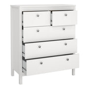 Madrid Package - Bedside Table 2 Drawers + Chest 5 Drawers + Wardrobe with 3 Doors in White – image 7