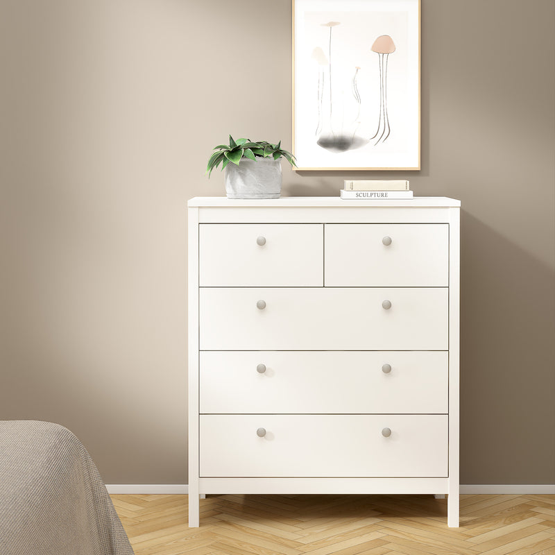 Madrid Package - Bedside Table 2 Drawers + Chest 5 Drawers + Wardrobe with 3 Doors in White – image 8
