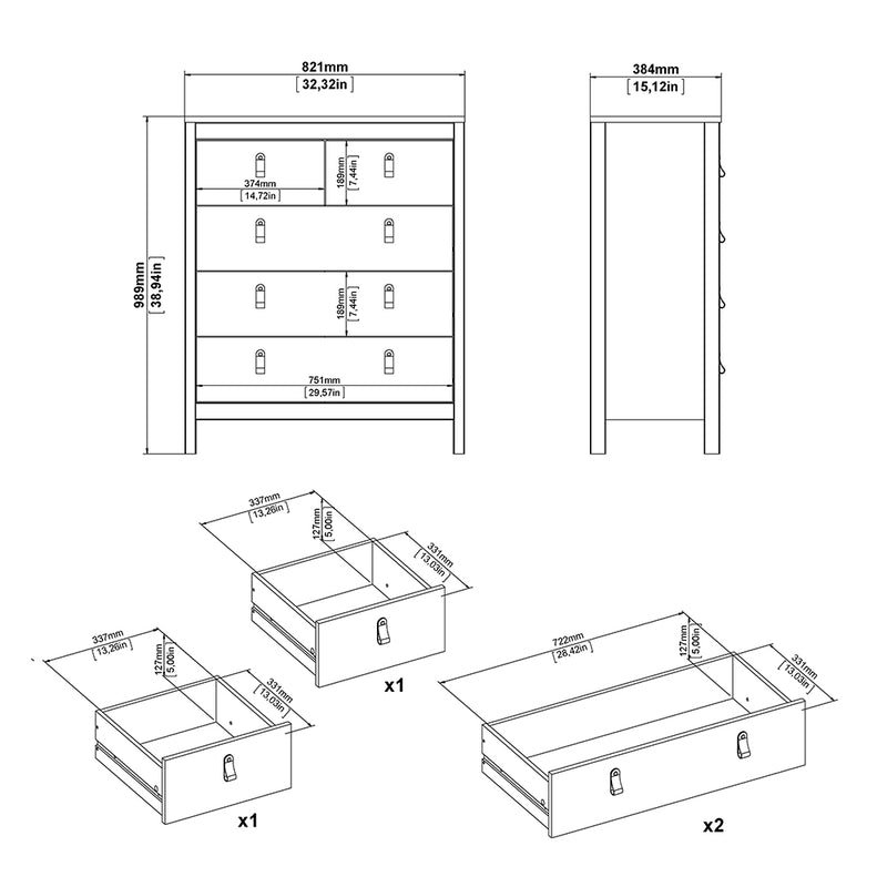 Madrid Chest 3+2 Drawers – Matt Black – image 12