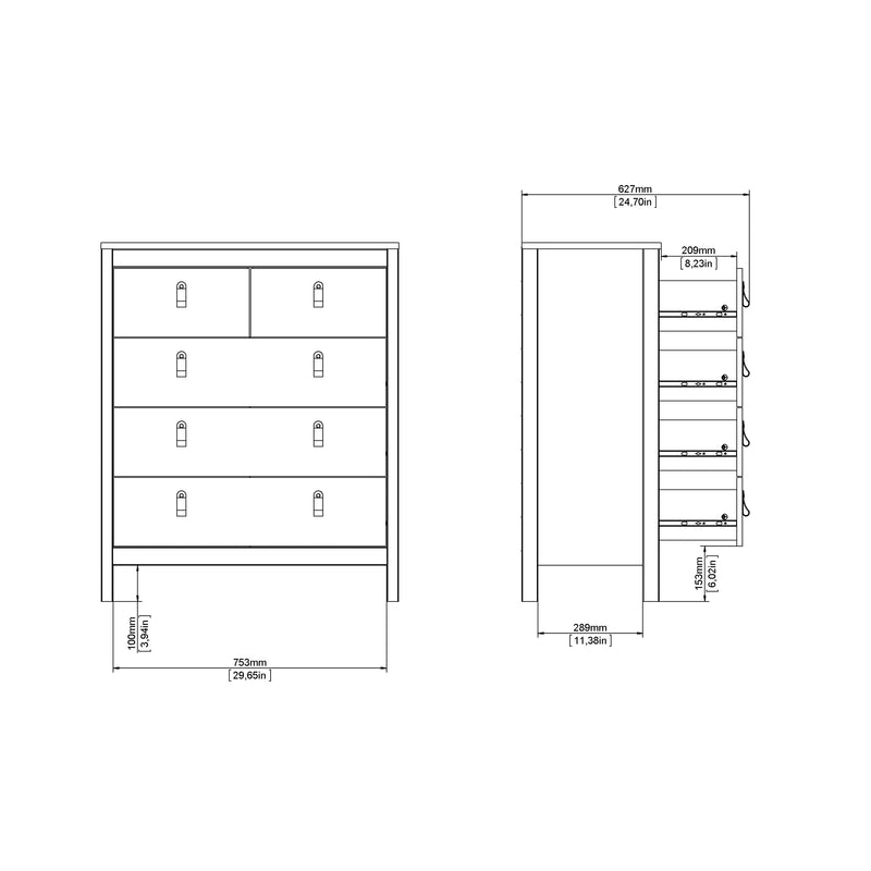 Madrid Chest 3+2 Drawers – Matt Black – image 13