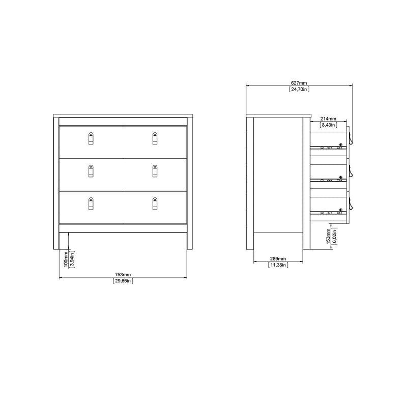 Madrid Chest 3 Drawers – Matt Black – image 12