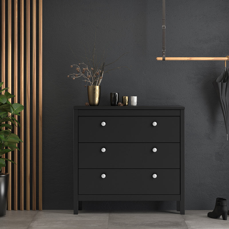 Madrid Chest 3 Drawers – Matt Black – image 8