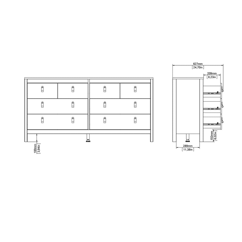 Madrid Double Dresser 4+4 Drawers – White – image 11