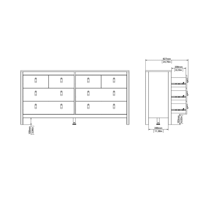 Madrid Double Dresser 4+4 Drawers – Matt Black – image 11