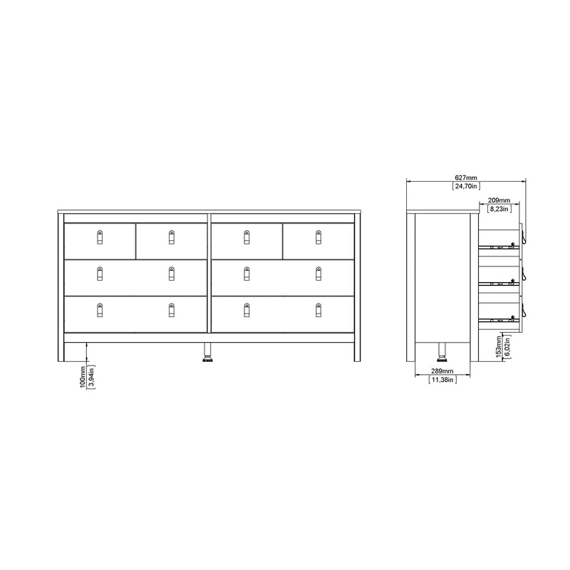 Madrid Double Dresser 4+4 Drawers – Hickory Oak – image 11