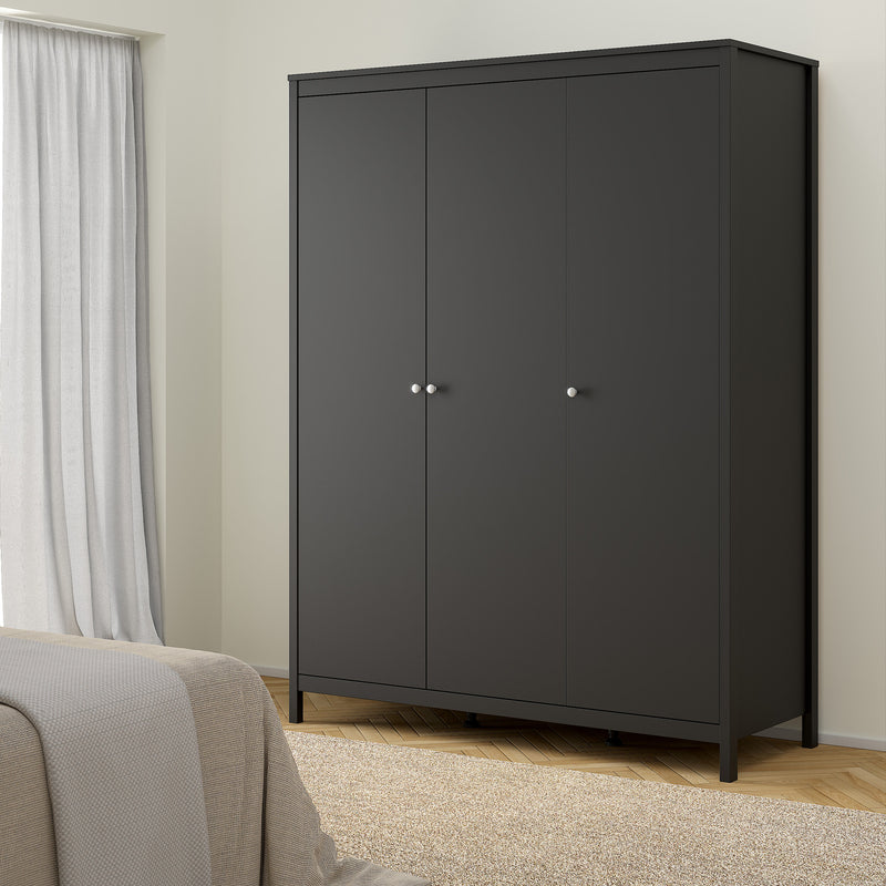 Madrid Wardrobe with 3 Doors in Jackson – Matt Black – image 6