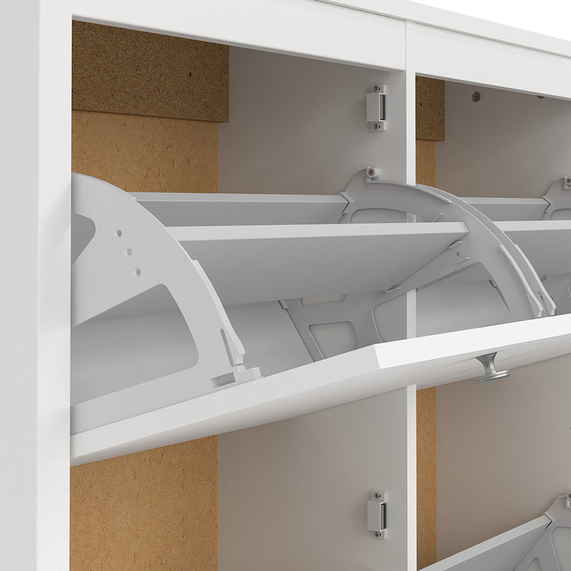 Madrid Shoe Cabinet 4 Flip Down Doors – White – image 10