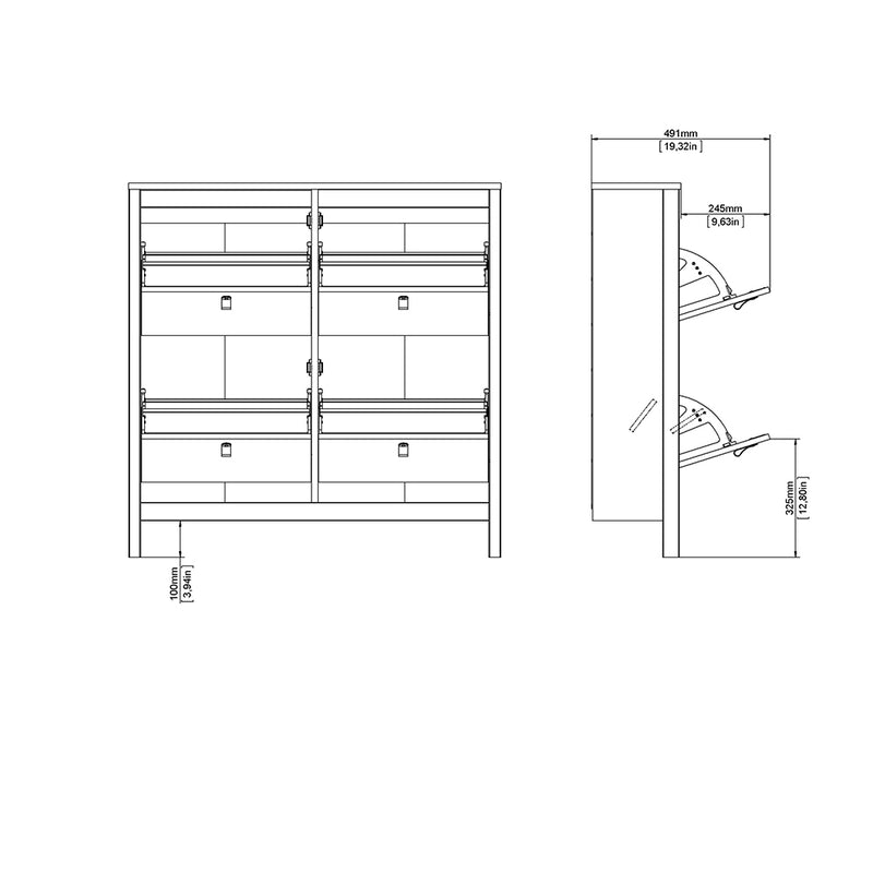 Madrid Shoe Cabinet 4 Flip Down Doors – White – image 13