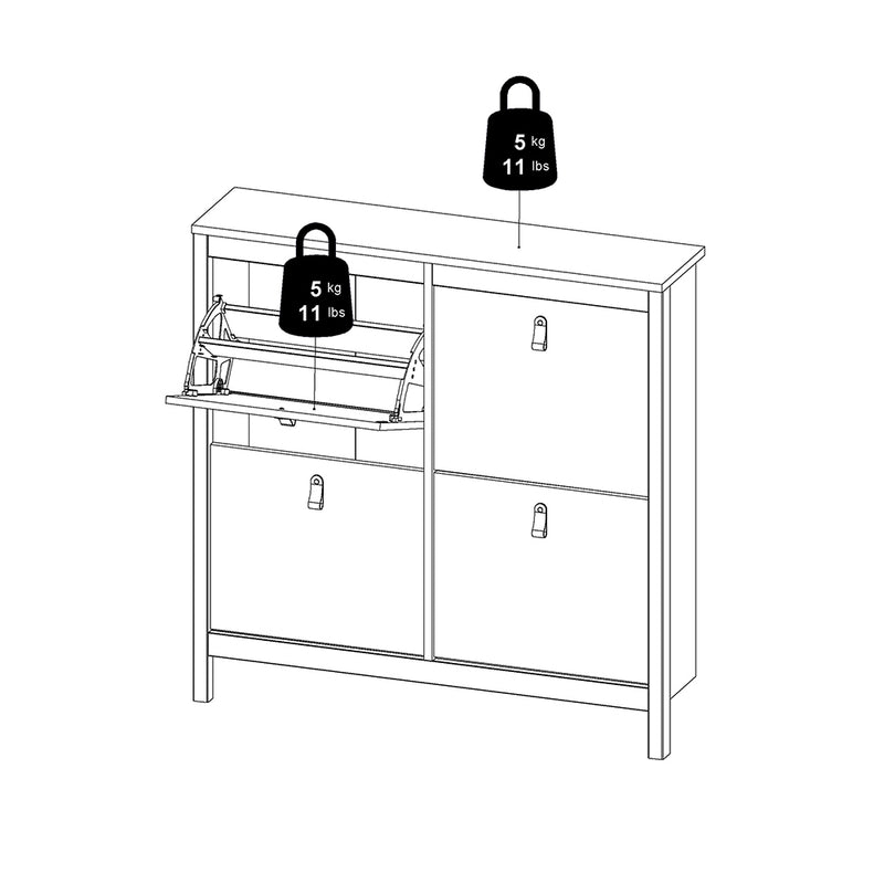Madrid Shoe Cabinet 4 Flip Down Doors – White – image 14