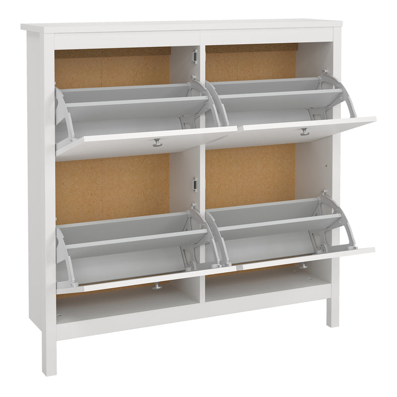 Madrid Shoe Cabinet 4 Flip Down Doors – White – image 5