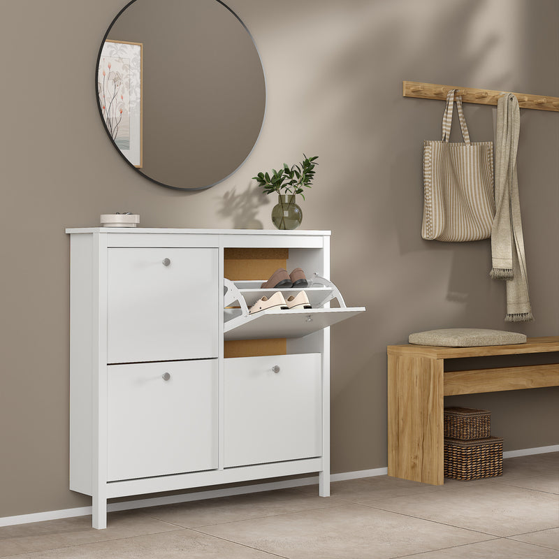 Madrid Shoe Cabinet 4 Flip Down Doors – White – image 8