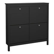 Madrid Shoe Cabinet 4 Flip Down Doors – Matt Black – image 1