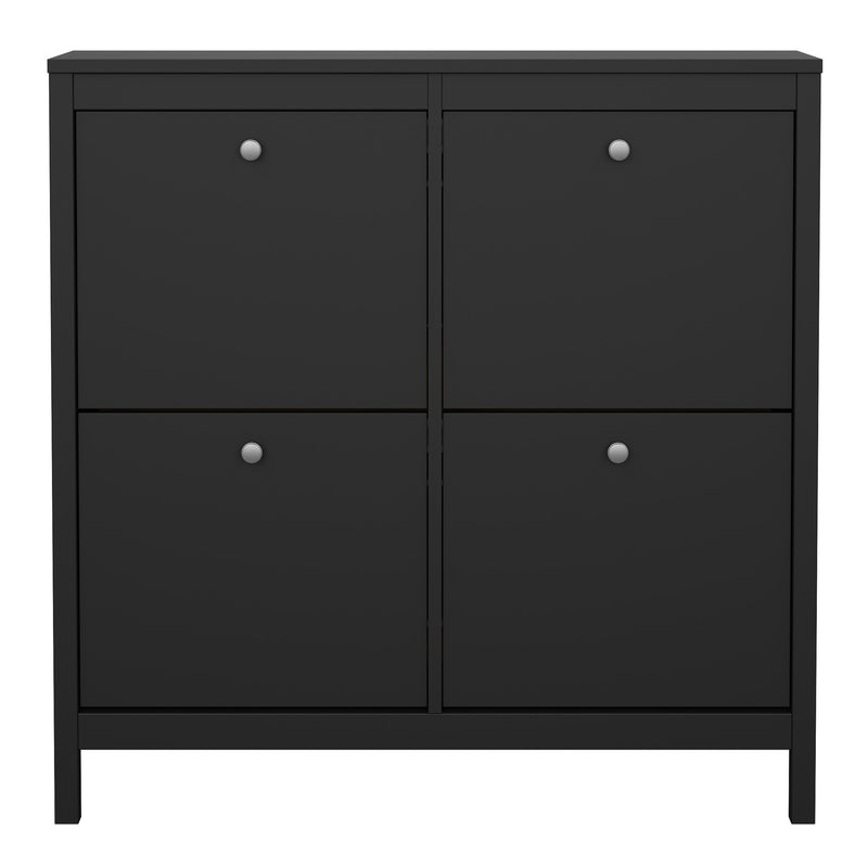 Madrid Shoe Cabinet 4 Flip Down Doors – Matt Black – image 2