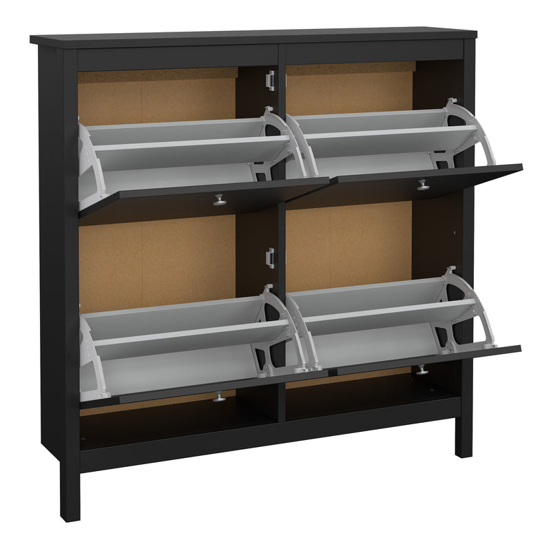 Madrid Shoe Cabinet 4 Flip Down Doors – Matt Black – image 5