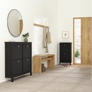 Madrid Shoe Cabinet 4 Flip Down Doors – Matt Black – image 6