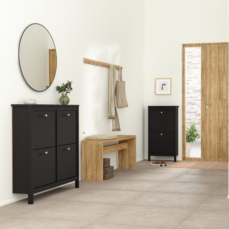 Madrid Shoe Cabinet 4 Flip Down Doors – Matt Black – image 6