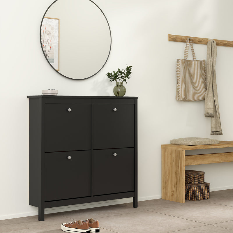 Madrid Shoe Cabinet 4 Flip Down Doors – Matt Black – image 7