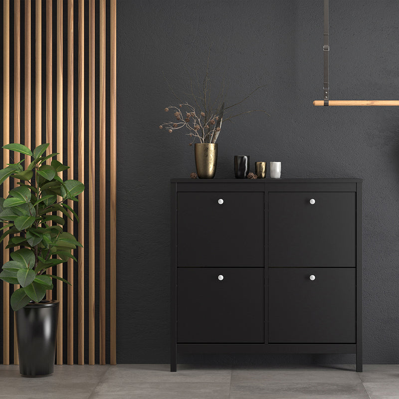 Madrid Shoe Cabinet 4 Flip Down Doors – Matt Black – image 8