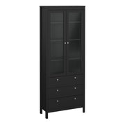 Madrid China Cabinet 2 Doors with + 3 Drawers in Jackson – Matt Black – image 1