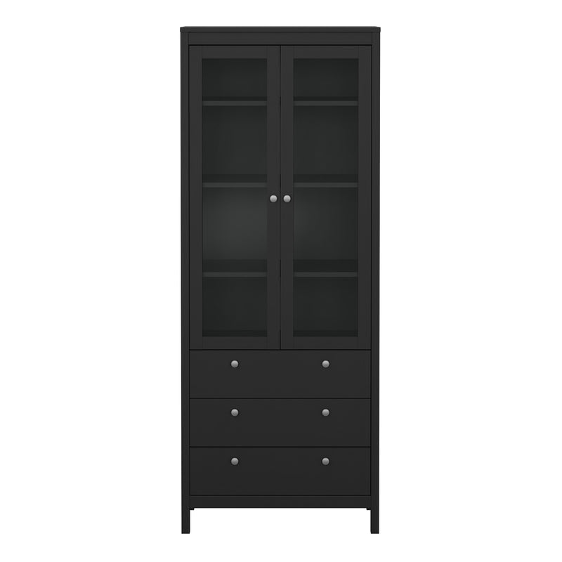 Madrid China Cabinet 2 Doors with + 3 Drawers in Jackson – Matt Black – image 2