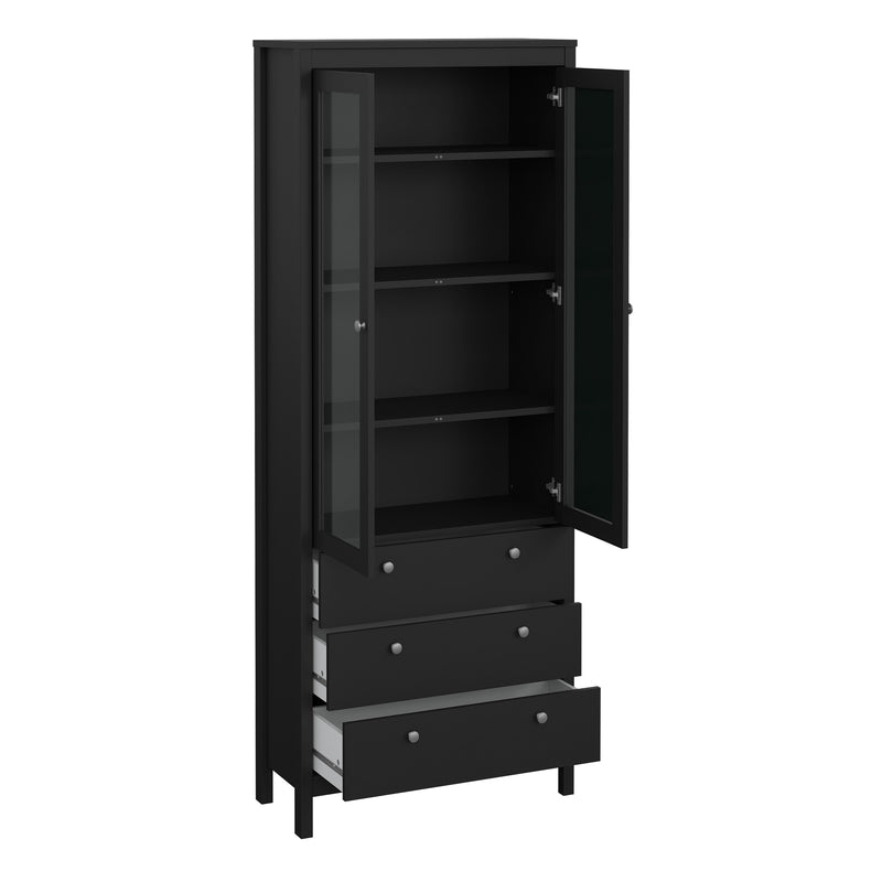Madrid China Cabinet 2 Doors with + 3 Drawers in Jackson – Matt Black – image 5