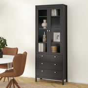 Madrid China Cabinet 2 Doors with + 3 Drawers in Jackson – Matt Black – image 8