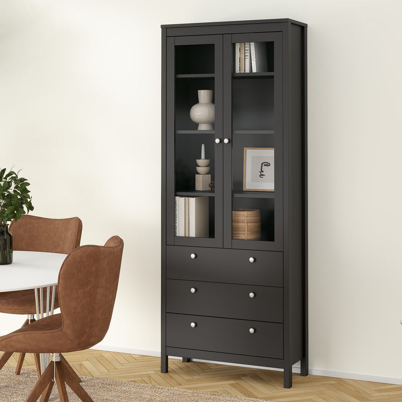 Madrid China Cabinet 2 Doors with + 3 Drawers in Jackson – Matt Black – image 8