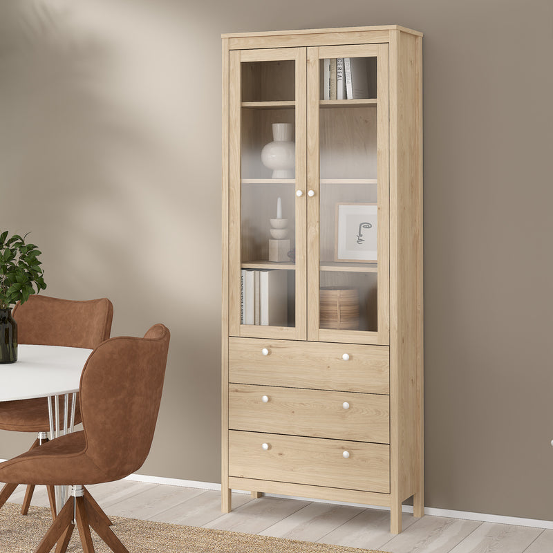 Madrid China Cabinet 2 Doors with + 3 Drawers in Jackson – Hickory Oak – image 8