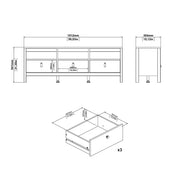 Madrid TV Unit 3 Drawers – White – image 10
