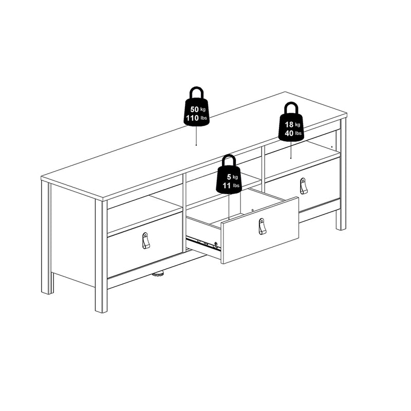 Madrid TV Unit 3 Drawers – White – image 12
