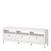 Madrid TV Unit 3 Drawers – White – image 3