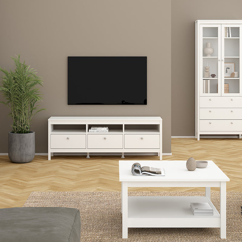Madrid TV Unit 3 Drawers – White – image 6