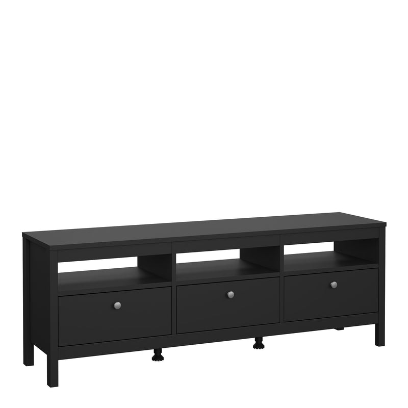 Madrid TV Unit 3 Drawers – Matt Black – image 1