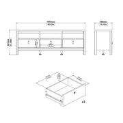 Madrid TV Unit 3 Drawers – Matt Black – image 10