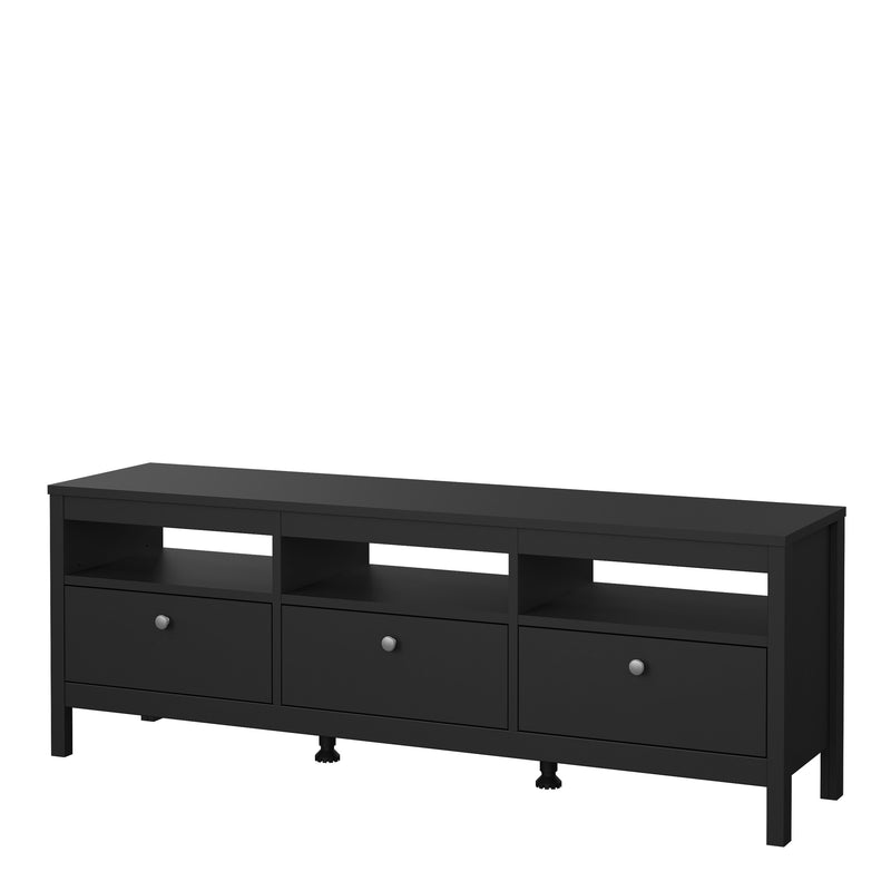 Madrid TV Unit 3 Drawers – Matt Black – image 3