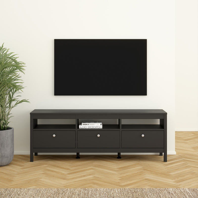 Madrid TV Unit 3 Drawers – Matt Black – image 7